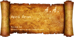 Apró Áron névjegykártya
